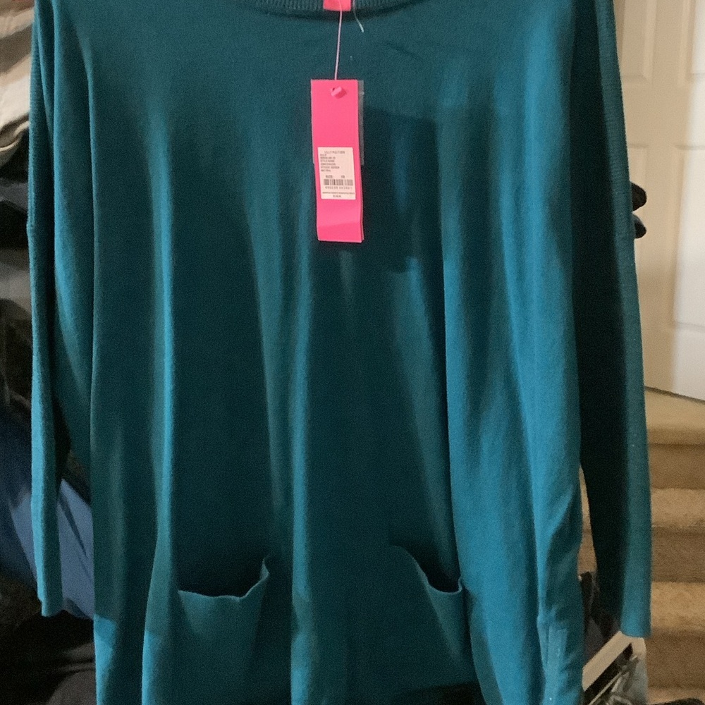 Lilly Pulitzer Teal Crew Neck‎ cobo Sweater, inky tidal, XS, new